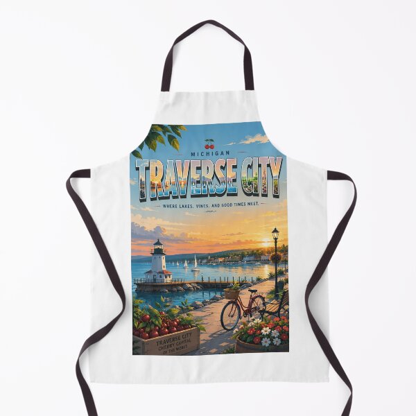 Item preview, Traverse City Michigan on Grand Traverse Bay with Cherry Capital Waterfront designed and sold by Aryabek.
