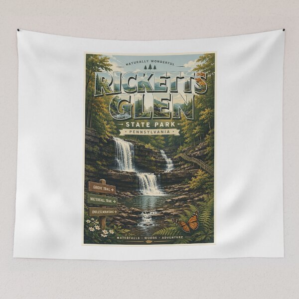 Item preview, Ricketts Glen State Park Pennsylvania with Ganoga Falls and Endless Mountains designed and sold by Aryabek.