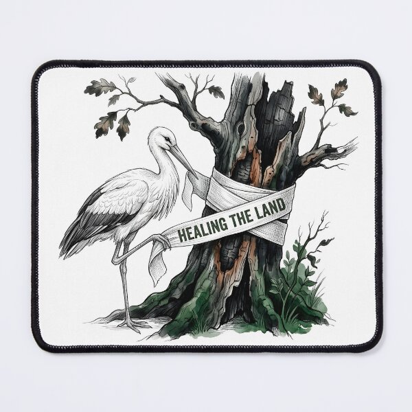 Item preview, Healing The Land - Stork Bandaging a Tree Nature Conservation Art designed and sold by SoulPT.
