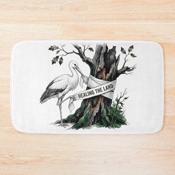 Item preview, Healing The Land - Stork Bandaging a Tree Nature Conservation Art designed and sold by SoulPT.