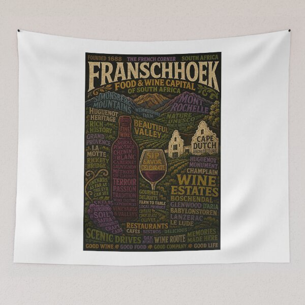 Item preview, Franschhoek South Africa Food and Wine Capital Cape Winelands Heritage designed and sold by Aryabek.
