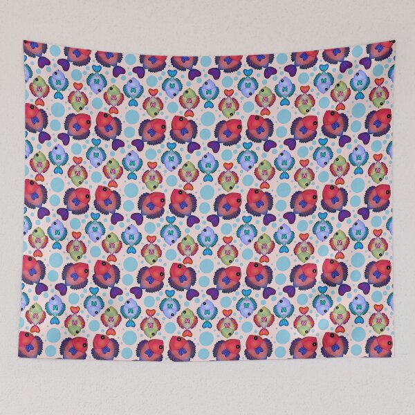 Item preview,  Colorful Tropical Fish Pattern  | Neon Aquarium Seamless Ocean Print | Cute Marine Life Illustration designed and sold by HopeAndHustle.