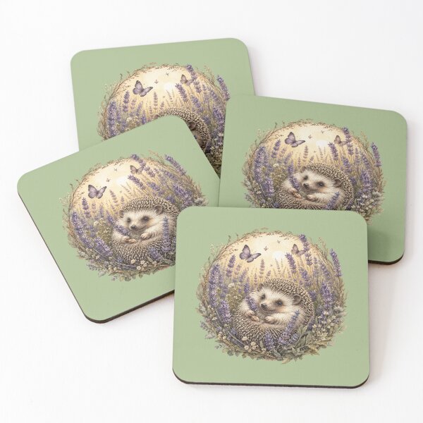 Item preview, Cottagecore Hedgehog in Lavender Field Print – Cute Watercolor Circle Art designed and sold by MagicMakerPh.