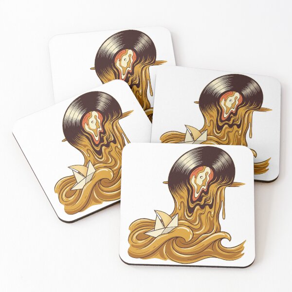 Item preview, Surreal Melting Vinyl Record Ocean Paper Boat designed and sold by CurioStick.