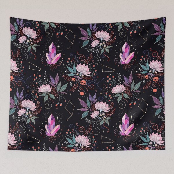 Item preview, Crystal Cluster & Dark Lotus Art | Celestial Witchy Botanical Graphic designed and sold by Soul Path.