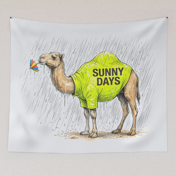 Item preview, Ironic Sunny Days Camel - Funny Rain and Sarcastic Weather Humor designed and sold by SoulPT.