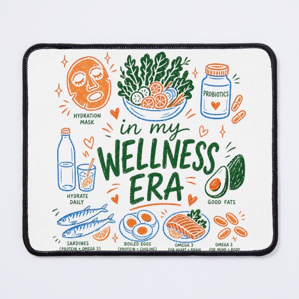 Item preview, In My Wellness Era – Cute Healthy Lifestyle Illustration | Colorful Wellness Art Print designed and sold by Ramona-Gliga.
