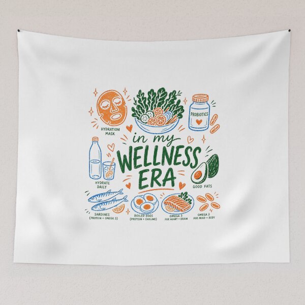 Item preview, In My Wellness Era – Cute Healthy Lifestyle Illustration | Colorful Wellness Art Print designed and sold by Ramona-Gliga.