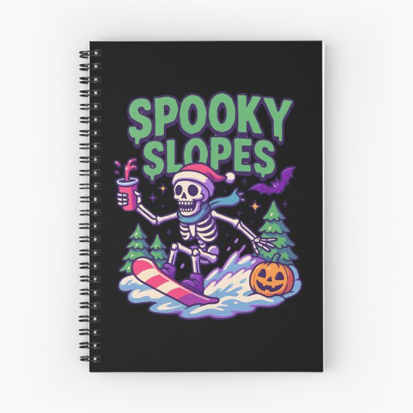 Item preview, Spooky Slopes Skeleton Ski Cartoon designed and sold by DustyCuriositie.