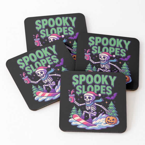 Item preview, Spooky Slopes Skeleton Ski Cartoon designed and sold by DustyCuriositie.