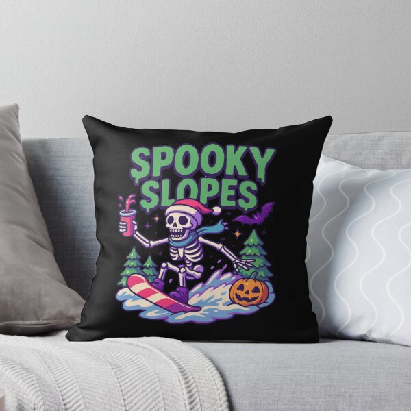 Item preview, Spooky Slopes Skeleton Ski Cartoon designed and sold by DustyCuriositie.