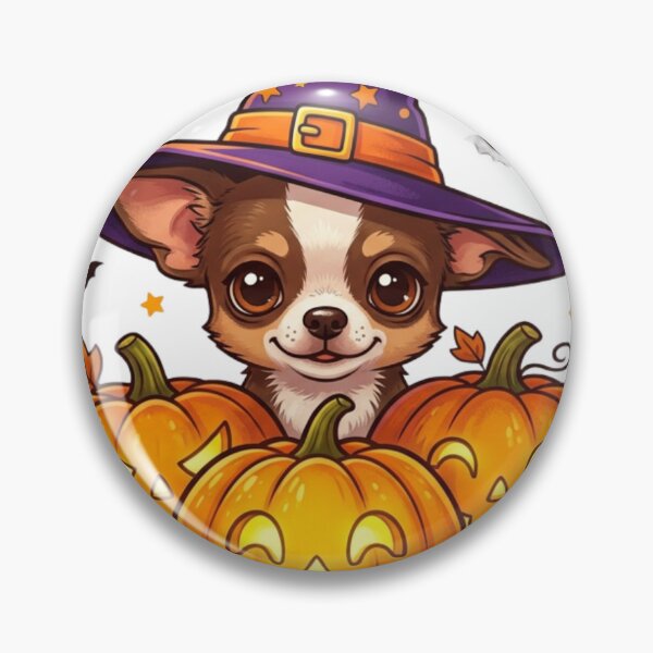 Item preview, Halloween Chihuahua – Cute Witch Dog with Pumpkins designed and sold by ShirtsUp-Lane.