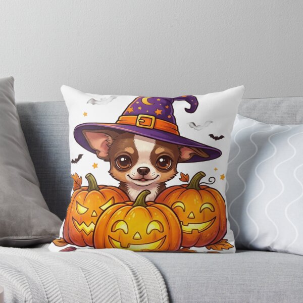 Item preview, Halloween Chihuahua – Cute Witch Dog with Pumpkins designed and sold by ShirtsUp-Lane.