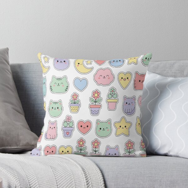 Item preview, Pastel Kawaii Cat & Plant Sticker Pack Graphic - Cute Aesthetic Icon Collection - Soft Color Planner Art designed and sold by BestChoiceService.