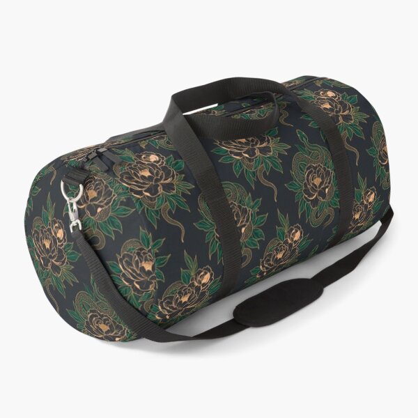 Item preview, Dark Emerald Snake & Peony Art | Gothic Botanical Tattoo Graphic designed and sold by Soul Path.