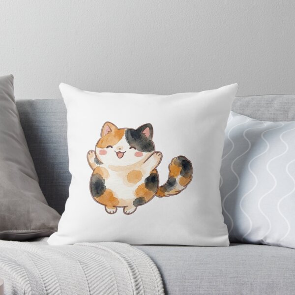 Item preview, Cute Watercolor Calico Cat - Happy Paw Wave Illustration designed and sold by ORI-ginal Weirdos: The Weirdly Wonderful Crew.