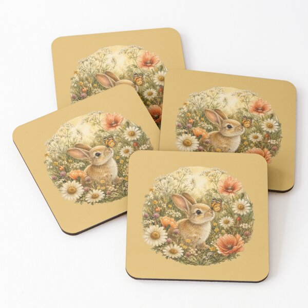 Item preview, Cottagecore Rabbit in Wildflower Meadow Print – Whimsical Bunny Circle Art designed and sold by MagicMakerPh.