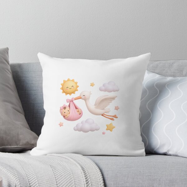 Item preview, Cute Stork Carrying Baby Girl Sticker designed and sold by MentalTabs.