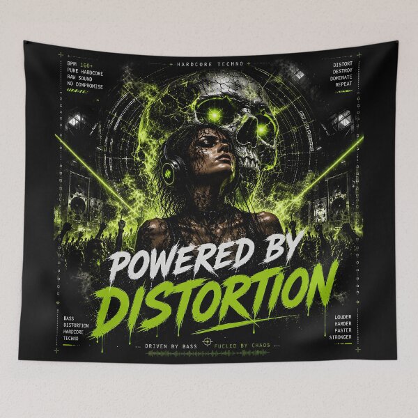 Item preview, Powered by Distortion – Neon Green Hardcore Techno Artwork designed and sold by Peter Kaul.