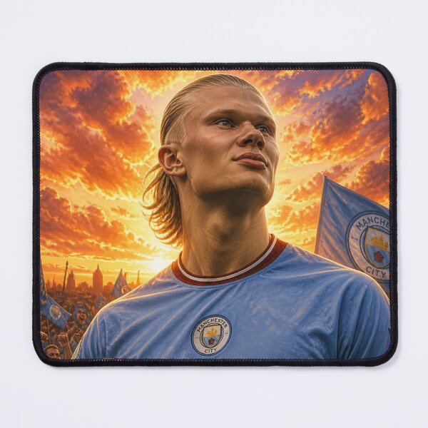 Item preview, Erling Haaland Manchester City Sunset Art Print designed and sold by Marcin Dabski.
