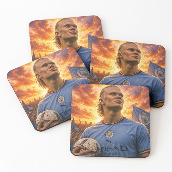 Item preview, Erling Haaland Manchester City Sunset Art Print designed and sold by Marcin Dabski.