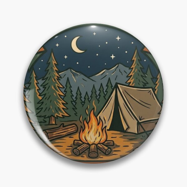 Item preview, Seek Solitude - Night Under The Stars Camping Badge designed and sold by Global-Command.