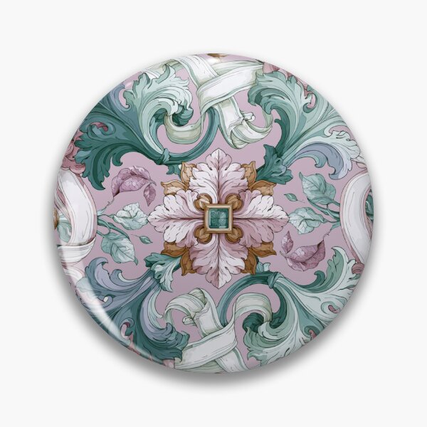 Item preview, Pink and green abstract pattern with acanthus leaves designed and sold by Tana&tanuc.