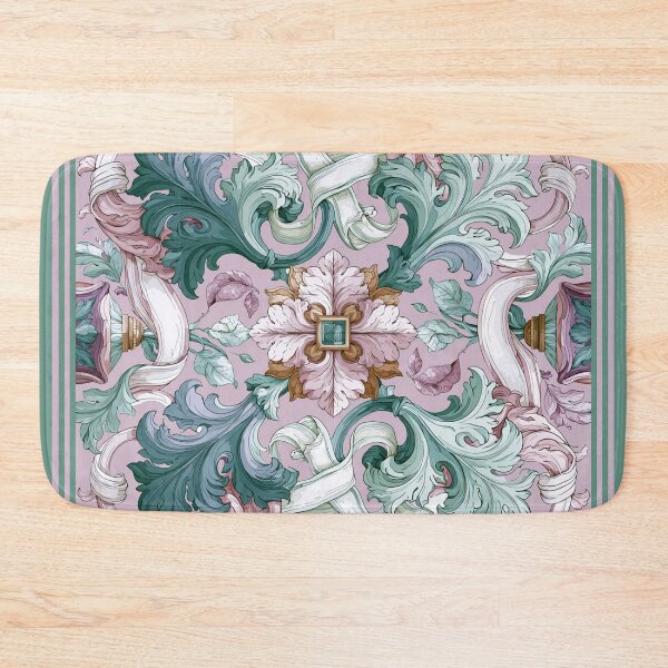 Item preview, Pink and green abstract pattern with acanthus leaves designed and sold by Tana&tanuc.
