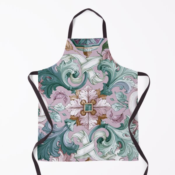 Item preview, Pink and green abstract pattern with acanthus leaves designed and sold by Tana&tanuc.