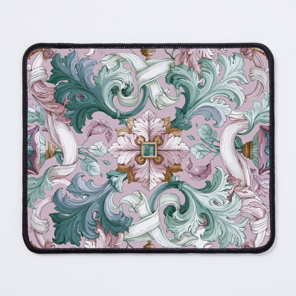 Item preview, Pink and green abstract pattern with acanthus leaves designed and sold by Tana&tanuc.