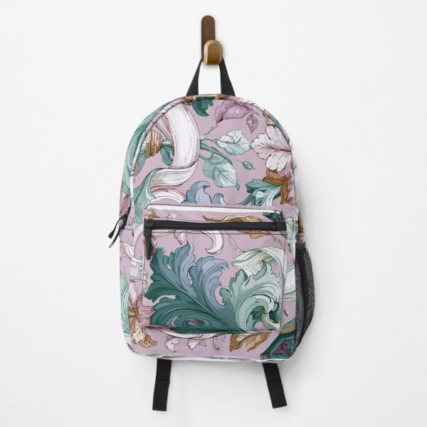 Item preview, Pink and green abstract pattern with acanthus leaves designed and sold by Tana&tanuc.