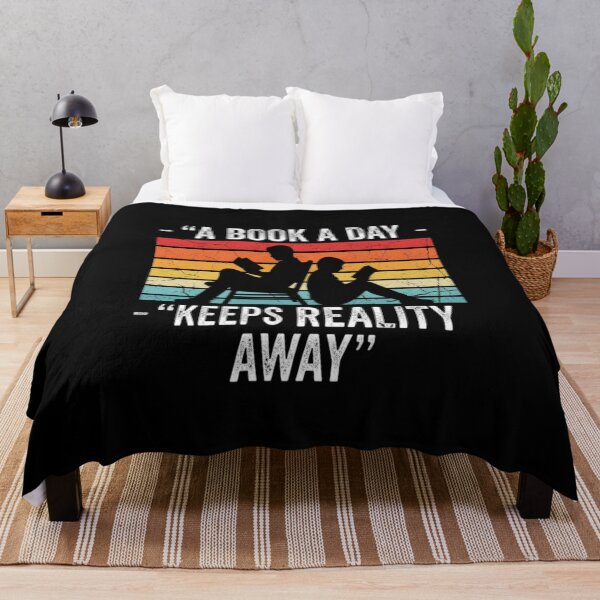 Item preview, A Book A Day Keeps Reality Away - Retro Sunset Bookworm Art designed and sold by A-M-G-Shop.