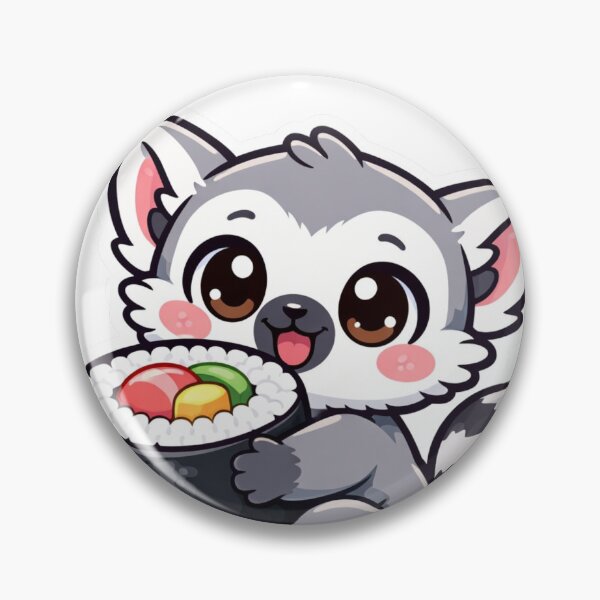 Item preview, Cute Lemur Sushi - Kawaii Ring Tailed Maki Sticker designed and sold by AuraArtistica.