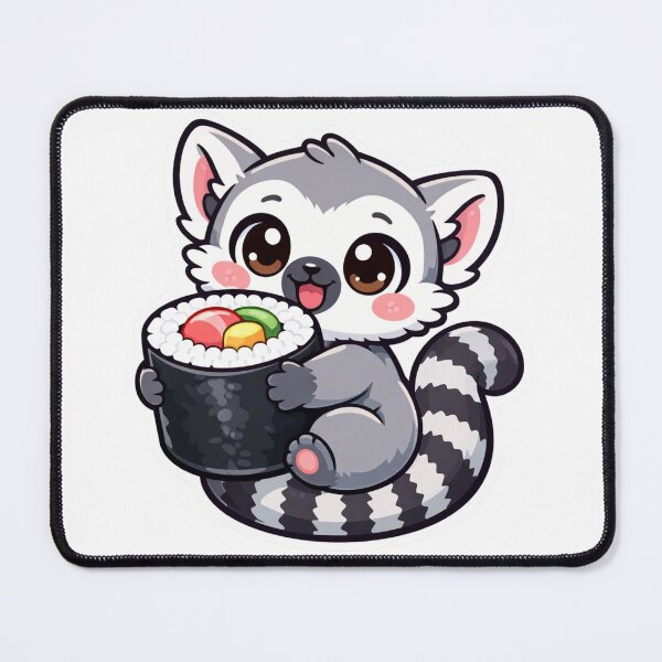 Item preview, Cute Lemur Sushi - Kawaii Ring Tailed Maki Sticker designed and sold by AuraArtistica.