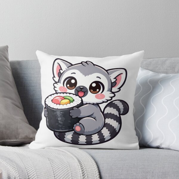 Item preview, Cute Lemur Sushi - Kawaii Ring Tailed Maki Sticker designed and sold by AuraArtistica.