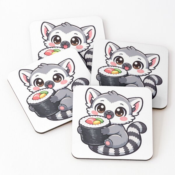 Item preview, Cute Lemur Sushi - Kawaii Ring Tailed Maki Sticker designed and sold by AuraArtistica.