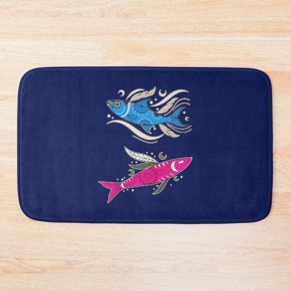 Item preview, Blue and pink fish in decorative patterns designed and sold by AnnArtshock.