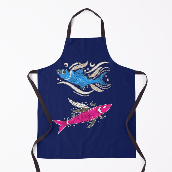 Item preview, Blue and pink fish in decorative patterns designed and sold by AnnArtshock.