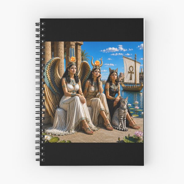 Item preview, Isis, Hathor & Bastet by the Nile | Ultra Realistic Ancient Egyptian Goddesses | Egyptian Mythology Wall Art designed and sold by TuyaArts.