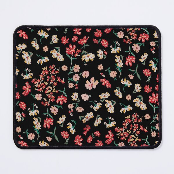 Item preview, Vintage Red & Pink Floral Pattern on Black designed and sold by behappyandrelax.