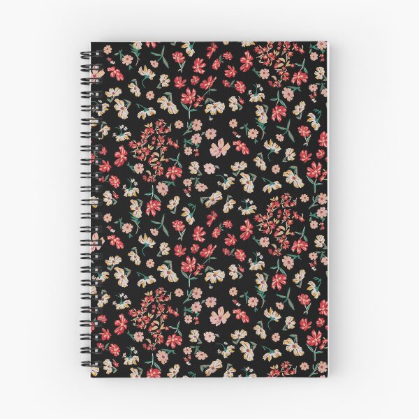Item preview, Vintage Red & Pink Floral Pattern on Black designed and sold by behappyandrelax.