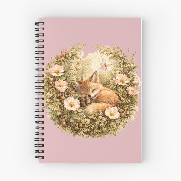 Item preview, Cottagecore Fox Cub Wild Rose Print – Sleepy Fox Circle Watercolor Art designed and sold by MagicMakerPh.