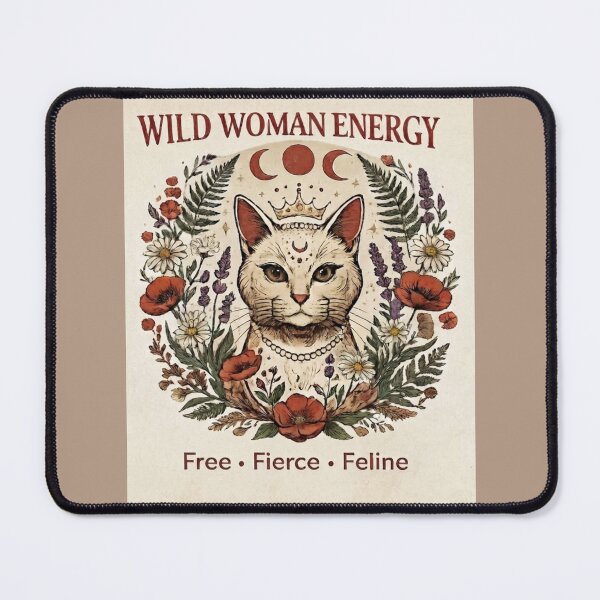 Item preview, Wild Woman Energy Cat – Boho Witchy Botanical Feline with Moon Phases designed and sold by AlphaBetulia.