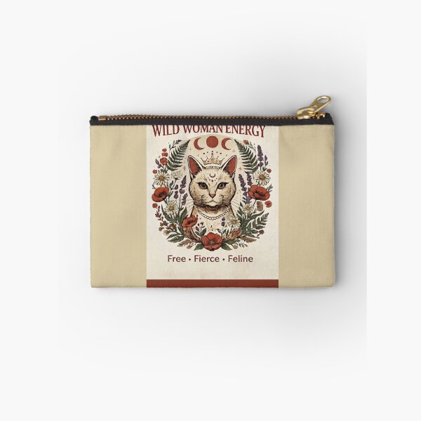 Item preview, Wild Woman Energy Cat – Boho Witchy Botanical Feline with Moon Phases designed and sold by AlphaBetulia.