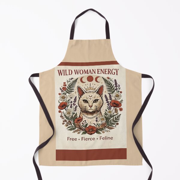 Item preview, Wild Woman Energy Cat – Boho Witchy Botanical Feline with Moon Phases designed and sold by AlphaBetulia.