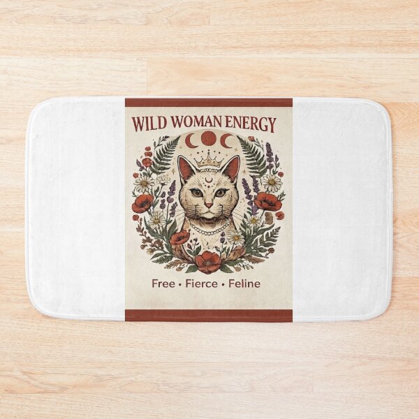 Item preview, Wild Woman Energy Cat – Boho Witchy Botanical Feline with Moon Phases designed and sold by AlphaBetulia.