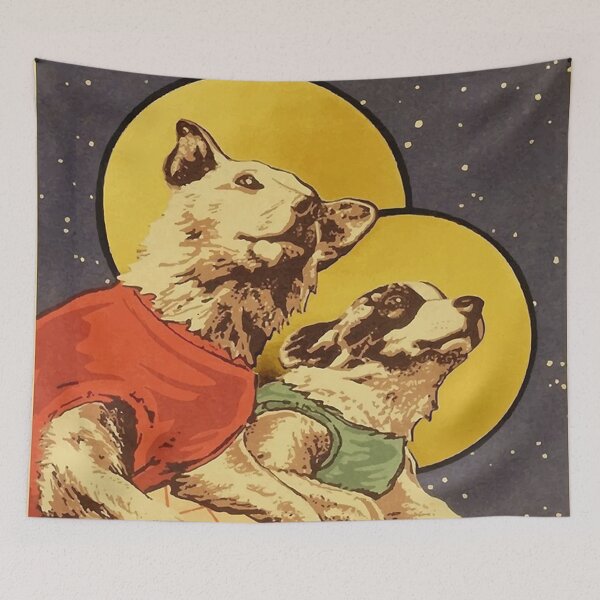 Item preview, Vintage Russian Soviet Propaganda The Space Race Dogs designed and sold by johnhaugg.