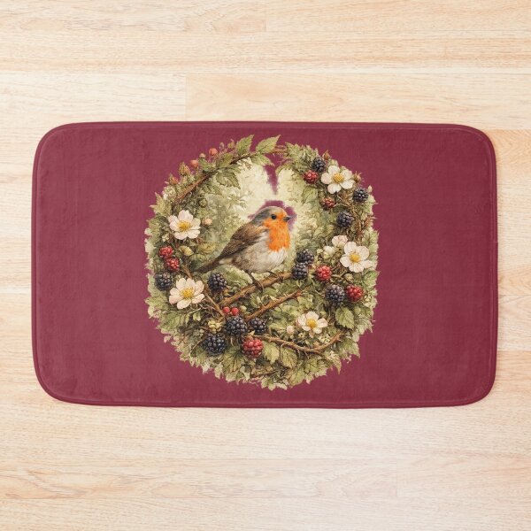 Item preview, Cottagecore Robin Blackberry Print – Woodland Bird Circle Watercolor Art designed and sold by MagicMakerPh.