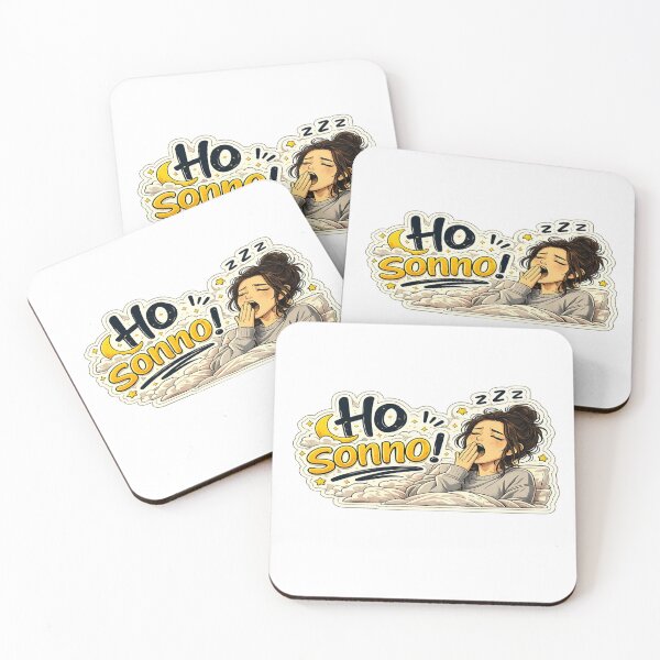Item preview, Ho Sonno! - Funny Sleepy Girl Yawning Cartoon | Italian Cute Sticker & T-Shirt designed and sold by RipantinaFantasy .