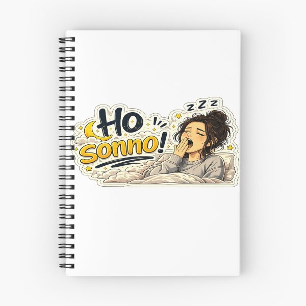 Item preview, Ho Sonno! - Funny Sleepy Girl Yawning Cartoon | Italian Cute Sticker & T-Shirt designed and sold by RipantinaFantasy .